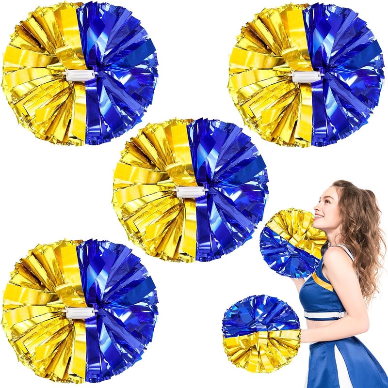 HOLENGS 4Pcs Upgraded 12inch Metallic Cheerleading Pom Poms, Cheerleader Pompoms Cheer Poms for Kids Adults, Cheering Squad Pompoms for School Sports Games Dance Party - Image 1